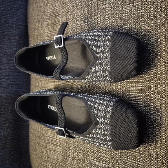 Vivaia Margot Square Toe Black/White Mary Jane Flats Size 10 (41.5) - Picture 2 of 10